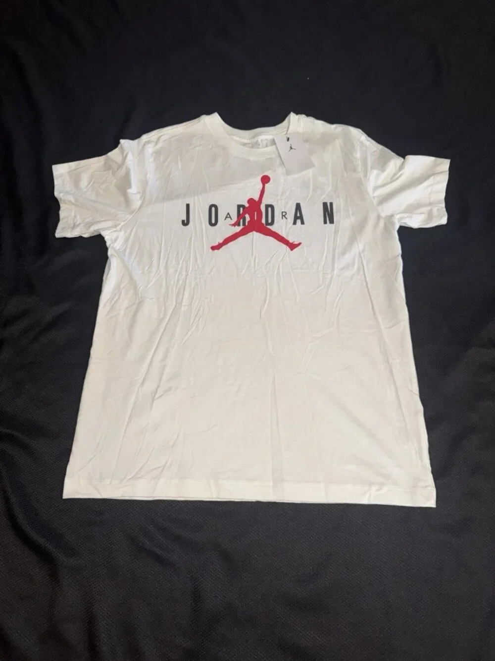 NWT Air Jordan Air Wordmark T-Shirt Mens Size L White Black Red CK4212-103